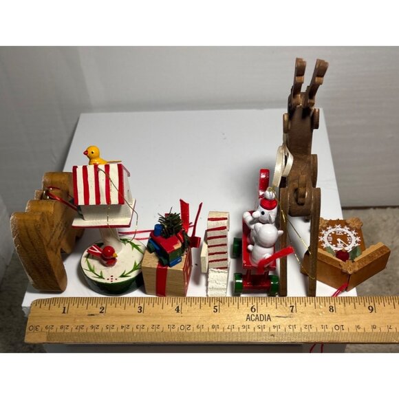 Vintage Wooden Christmas Ornaments Collection Reindeer Rocking Horse Bird House - Picture 9 of 14